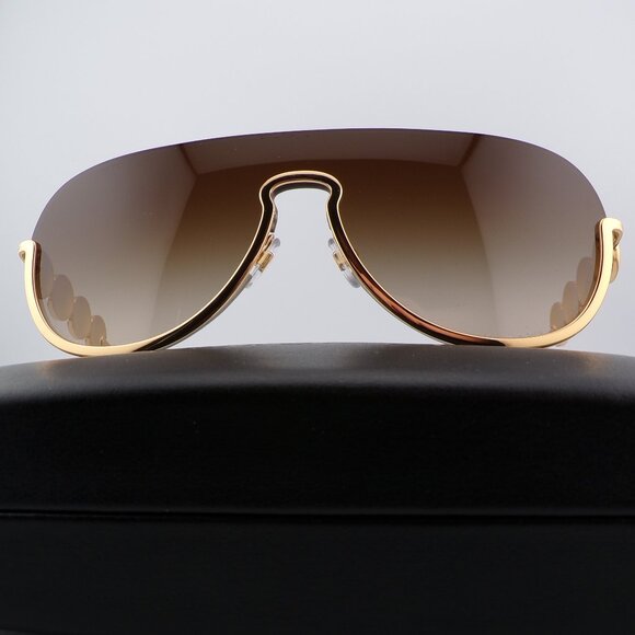VERSACE Gold Gradient Semi Rimless Shield Shades, Medusa Logo Single Lens VE2215 main image 13